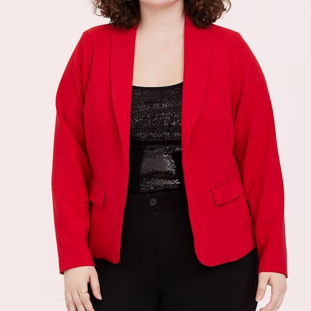 Torrid Red Open Front Blazer